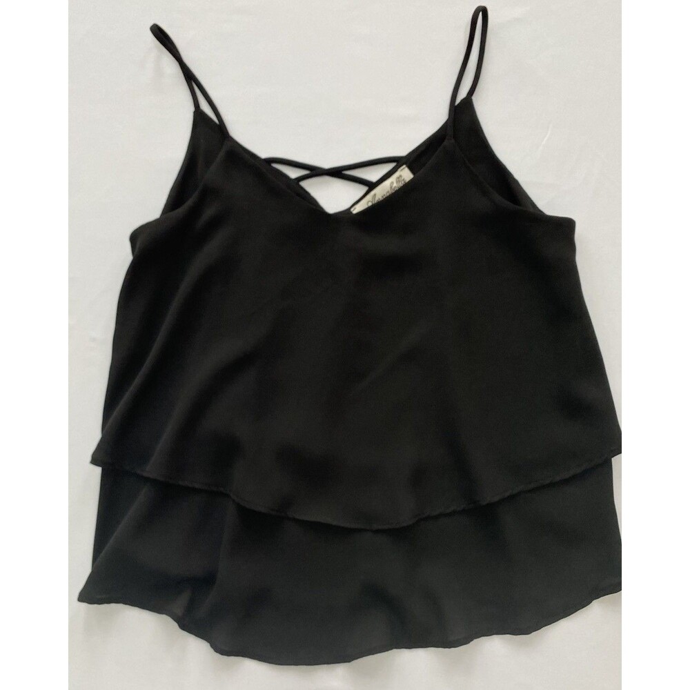 Annabella Black Layered Camisole Women's Size Small Spaghetti Strap Made in USA